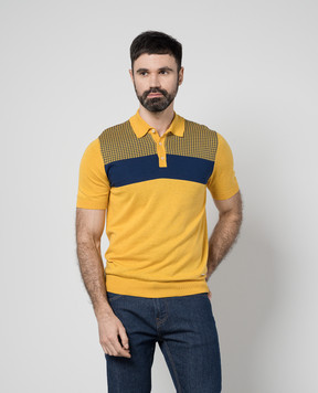 Enrico Mandelli Yellow polo in a geometric pattern A8K0085391