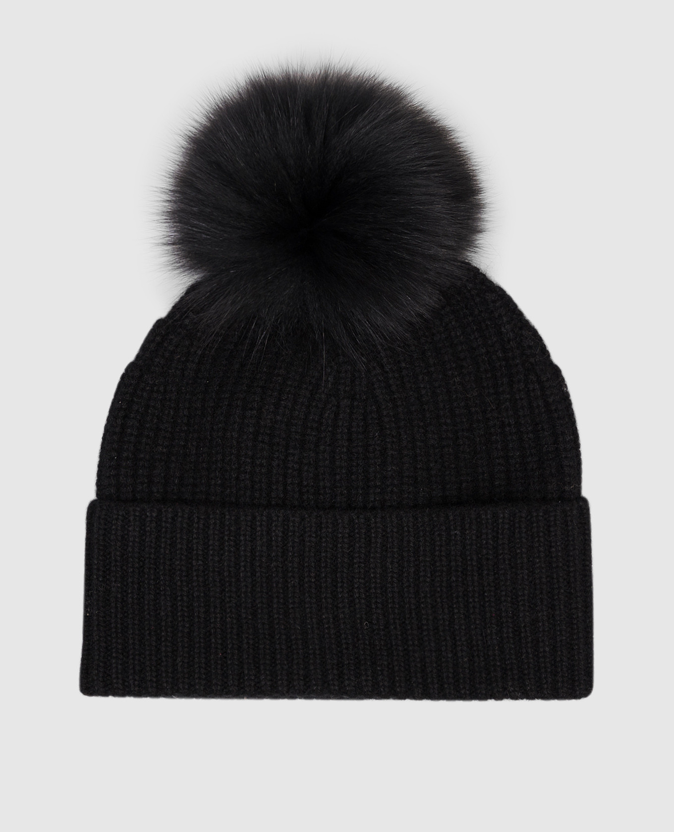 Children&#39;s black cashmere hat with pompom Yves Salomon Enfant