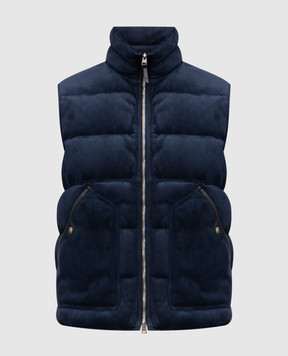 Tom Ford Blue suede down vest LGD008LMS031