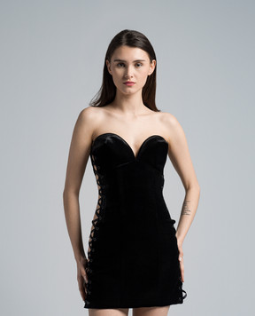 Santa Brands Black velvet lace-up bustier dress VELVETDRESSWITHCONES