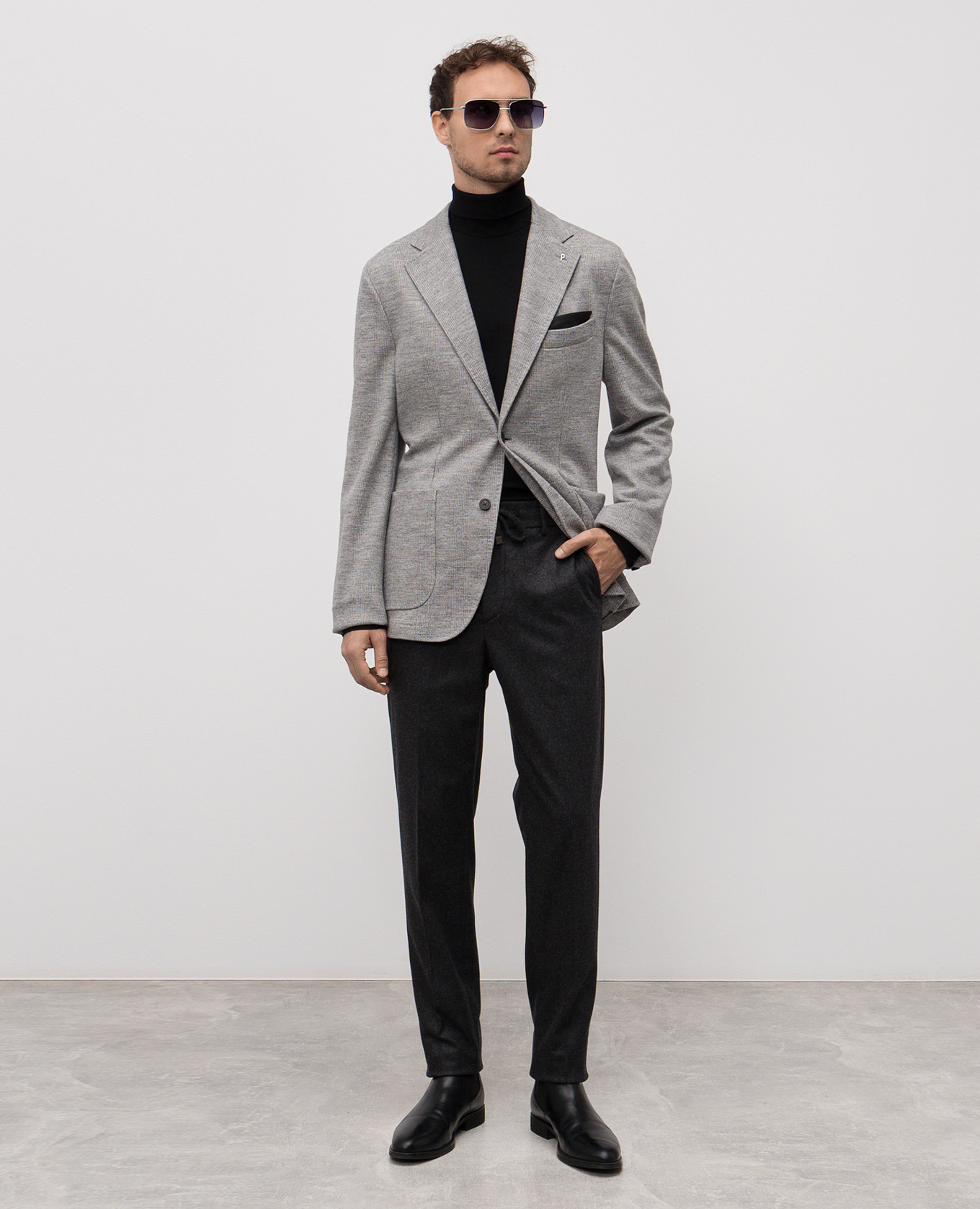 Gray checked wool jacket Peserico 2