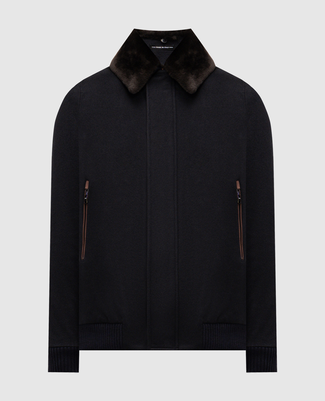 Blue cashmere jacket with fur trim Cashmere&Whiskey