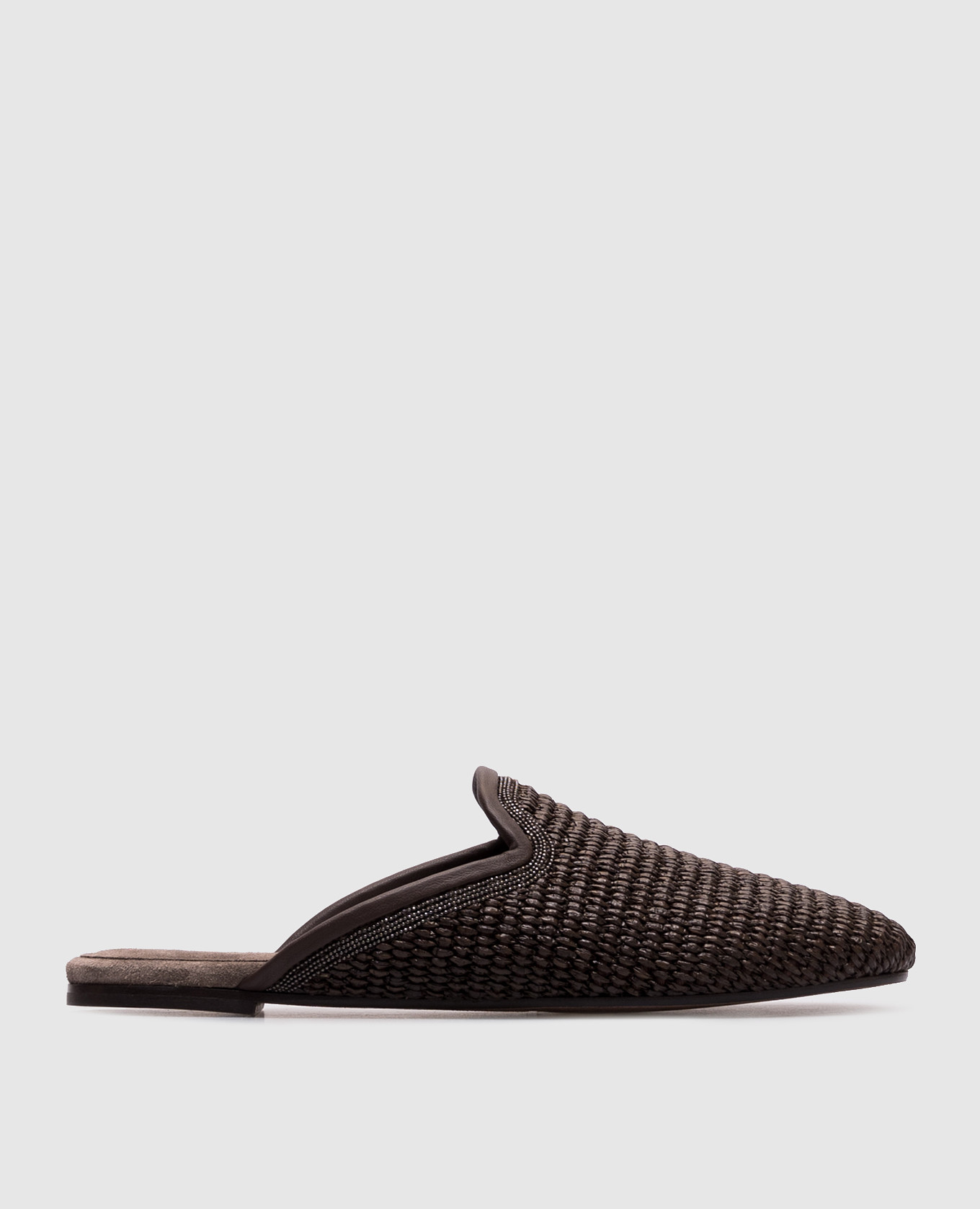 

Brown raffia mules with monil chain Brunello Cucinelli