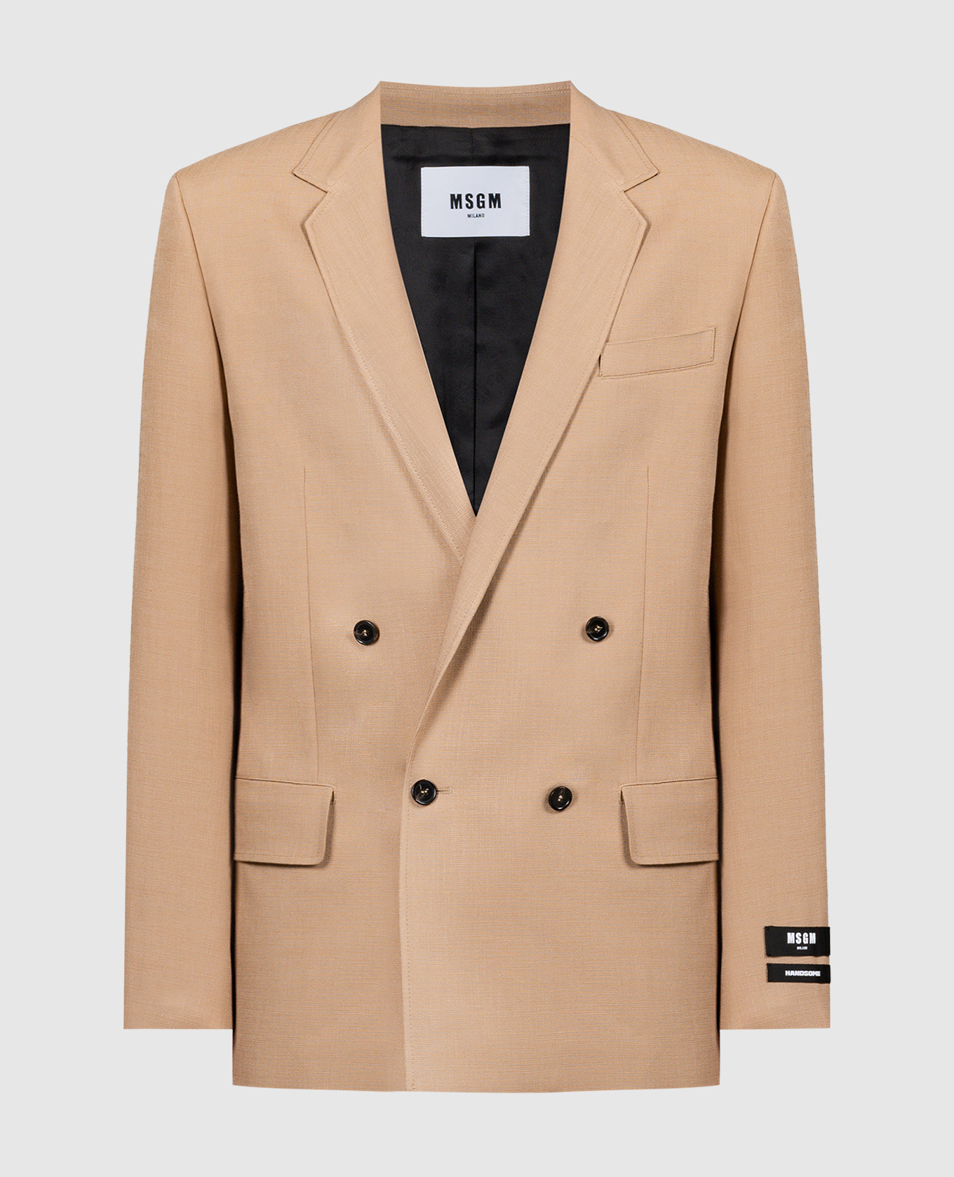 

Beige Flamed double-breasted blazer MSGM