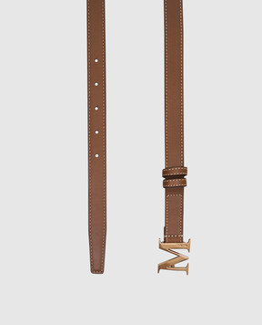 Max Mara CLASSIC brown leather belt with monogram logo MCLASSIC20