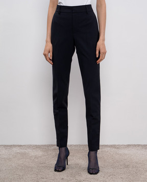 Brunello Cucinelli Blue wool pants with monil chain MPW07P8584