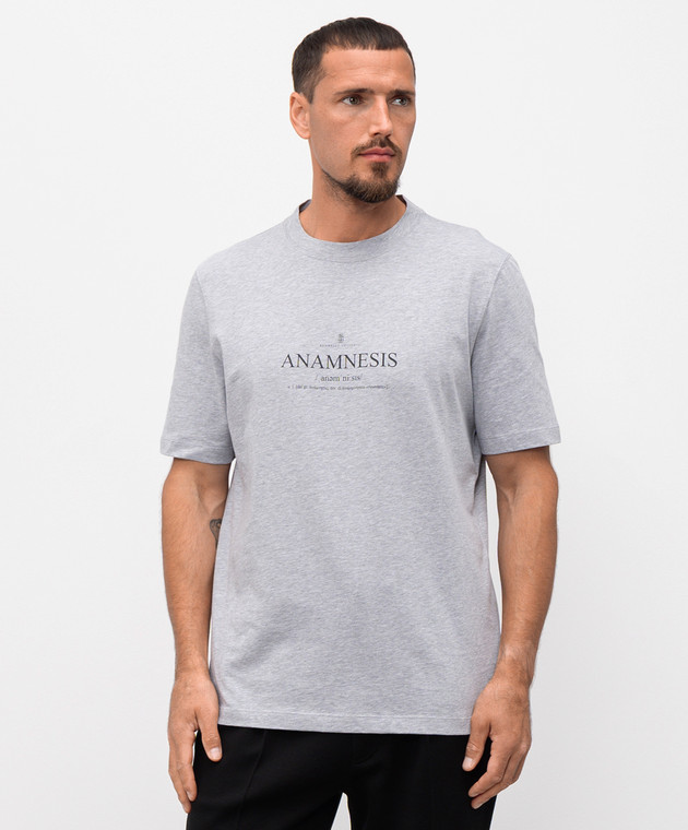 Brunello Cucinelli - Grey melange printed T-shirt M0B138495