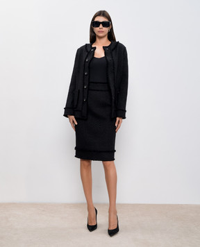 Dolce&Gabbana Black logo wool tweed skirt F4CX3TGDCLW
