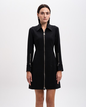 Dondup Black wool mini dress with logo DA411TS0009DXXX