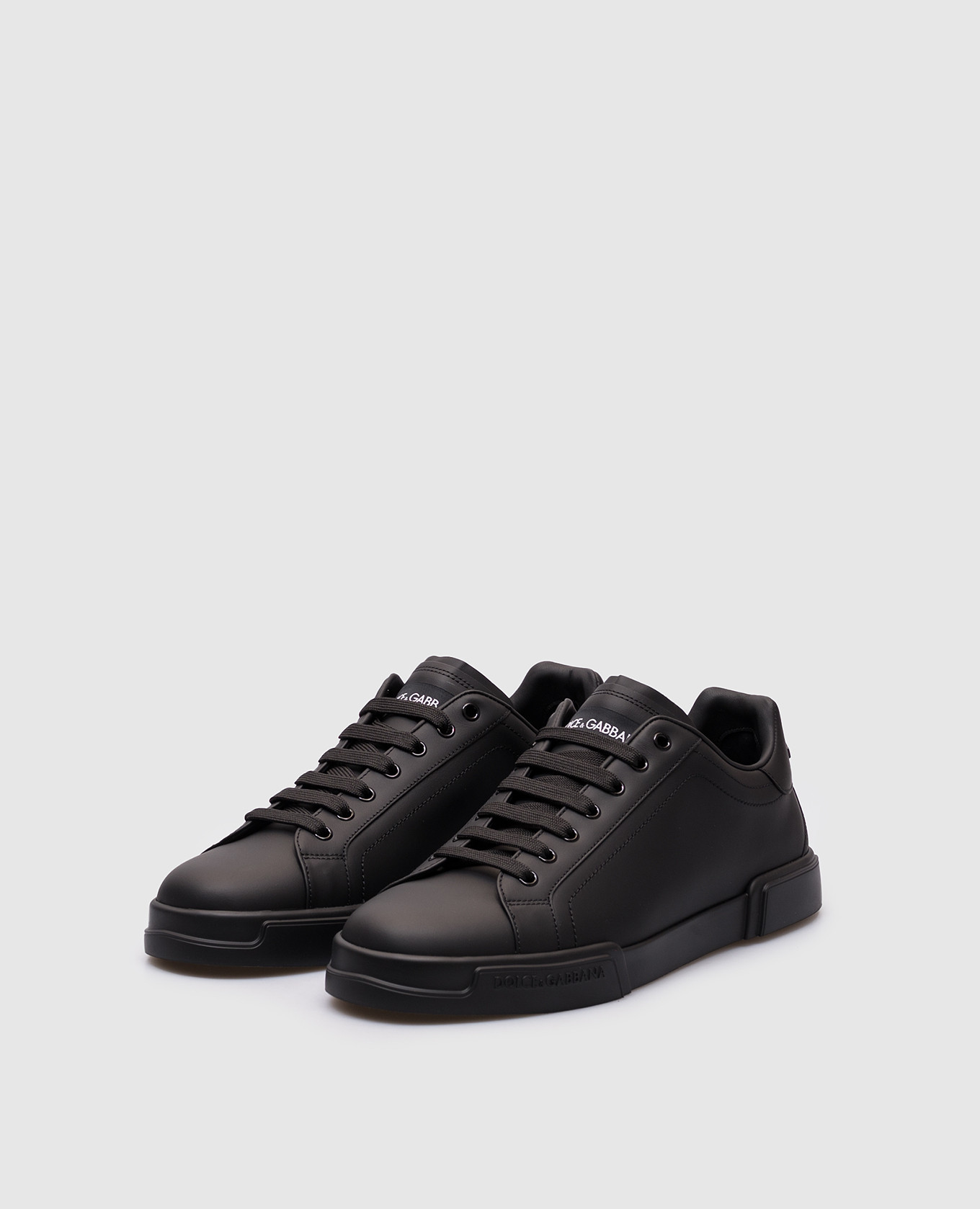 

Black leather Portofino sneakers with logo Dolce&Gabbana