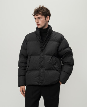 Stone Island Black puffer jacket with detachable logo patch 811540123