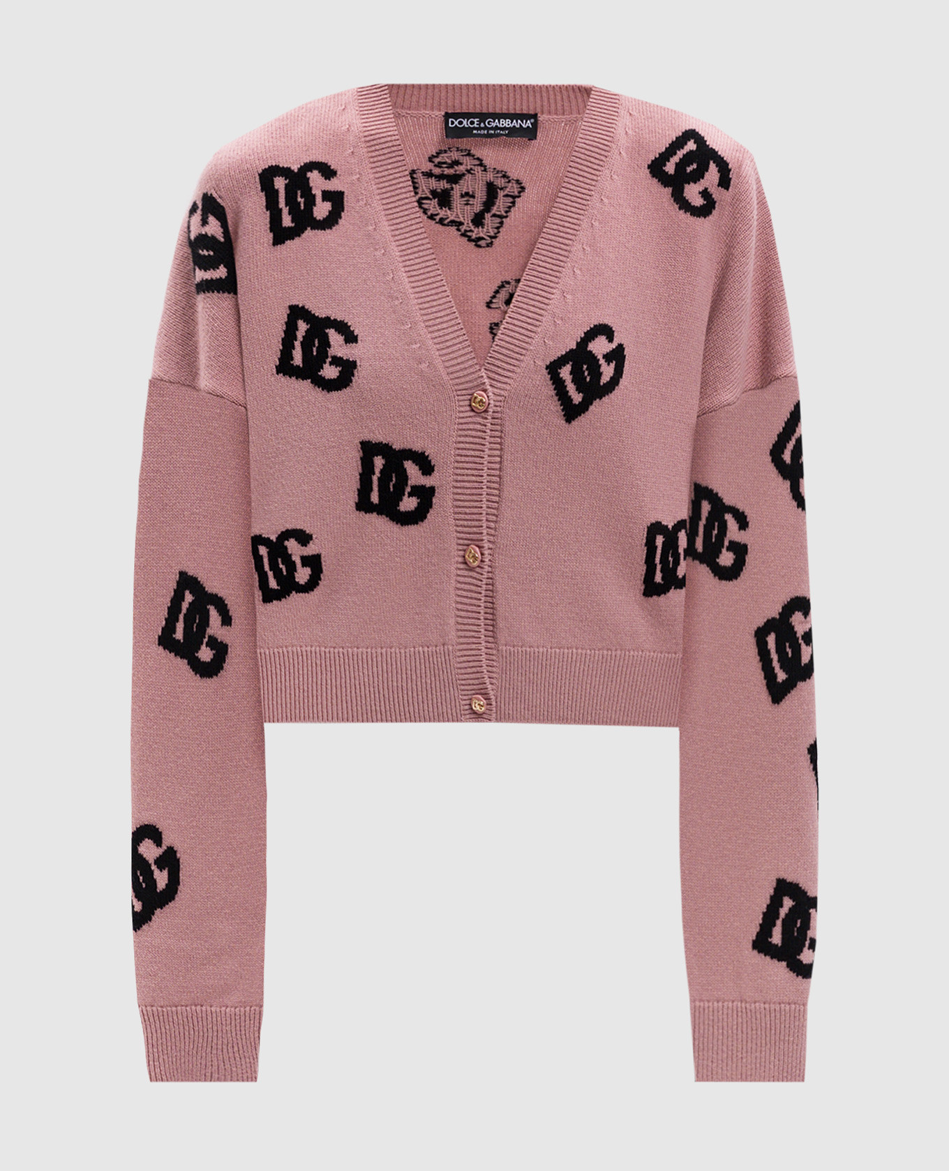 

Pink wool cardigan with monogram logo pattern Dolce&Gabbana