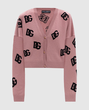 Dolce&Gabbana Pink wool cardigan with monogram logo pattern FXV52TJCVZL