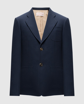 Valentino Blue wool jacket with VLogo Signature emblem 6V3CEG959EB