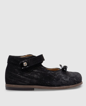 Zecchino D'oro Children's black suede shoes with a bow N100121722