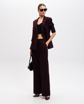 Twinset Burgundy checkered pants with lurex 242AT2165