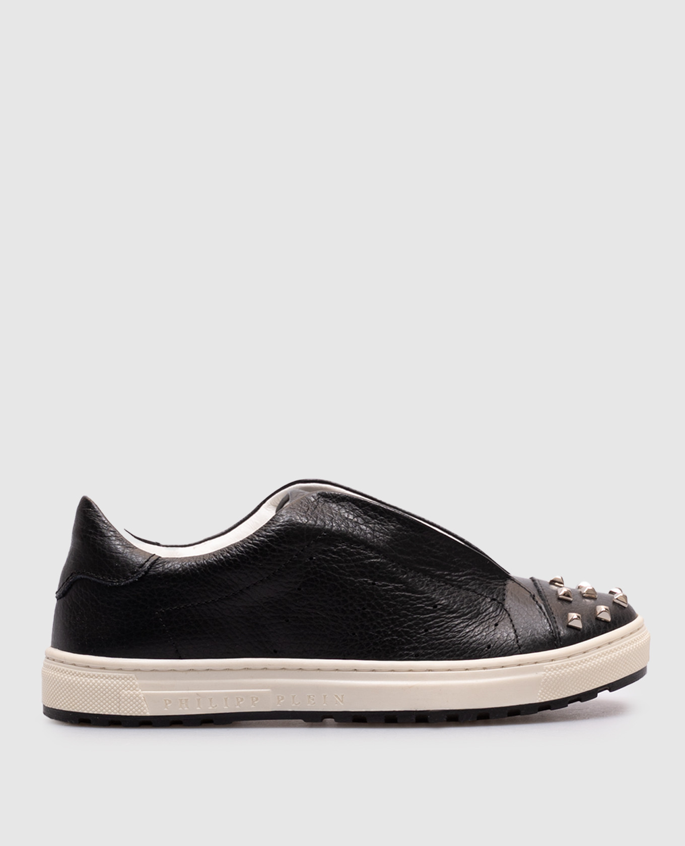 Children's black leather sneakers with monogram logo