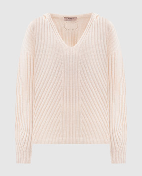 Twinset Beige wool and cashmere pullover with hood 252TP3570