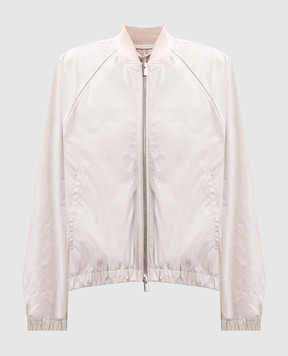 Peserico Gray bomber jacket with monil chain S25072C6953