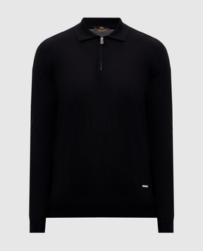 Enrico Mandelli Black wool polo shirt 2K046A5646