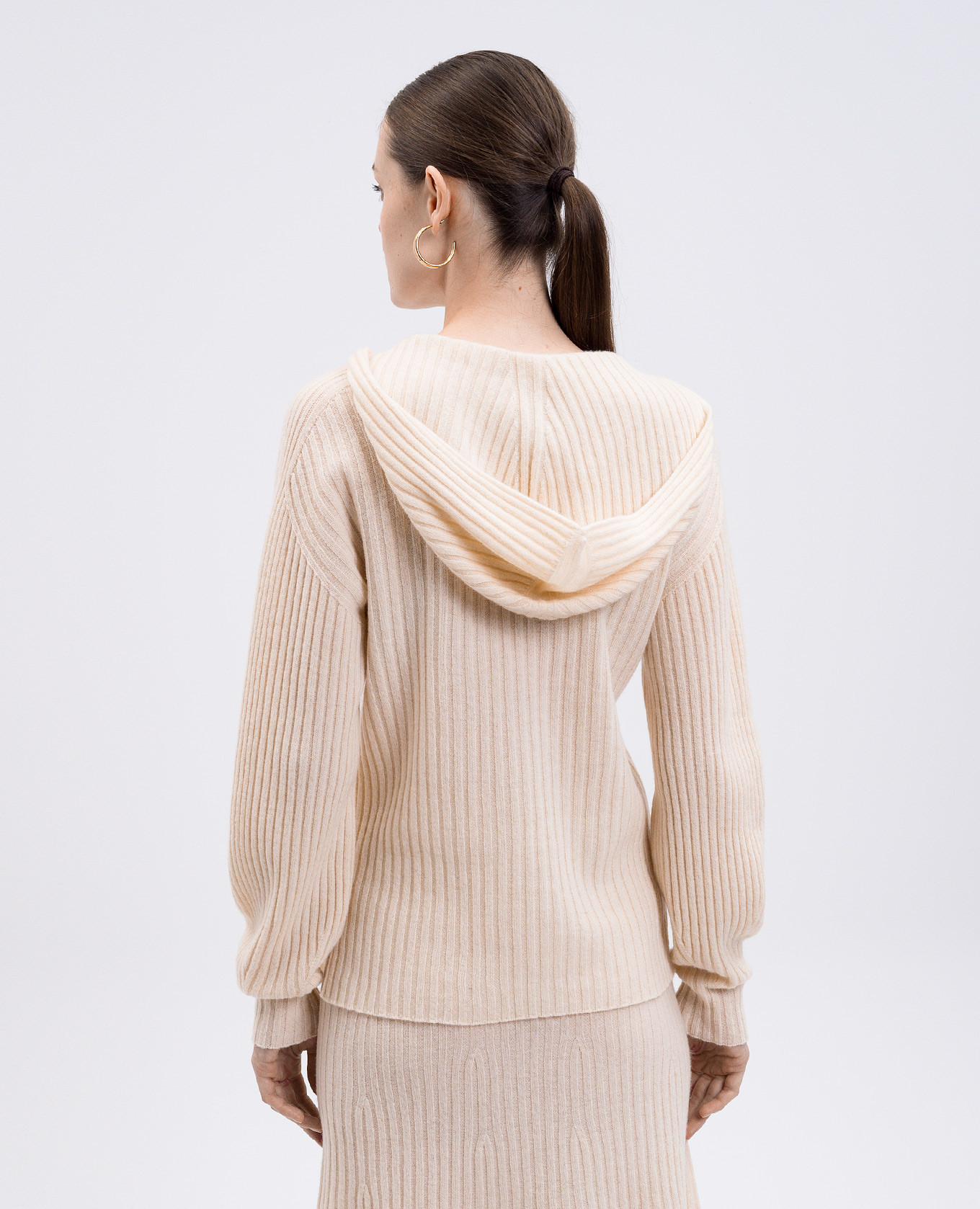 Beige wool and cashmere pullover with hood Twinset 4