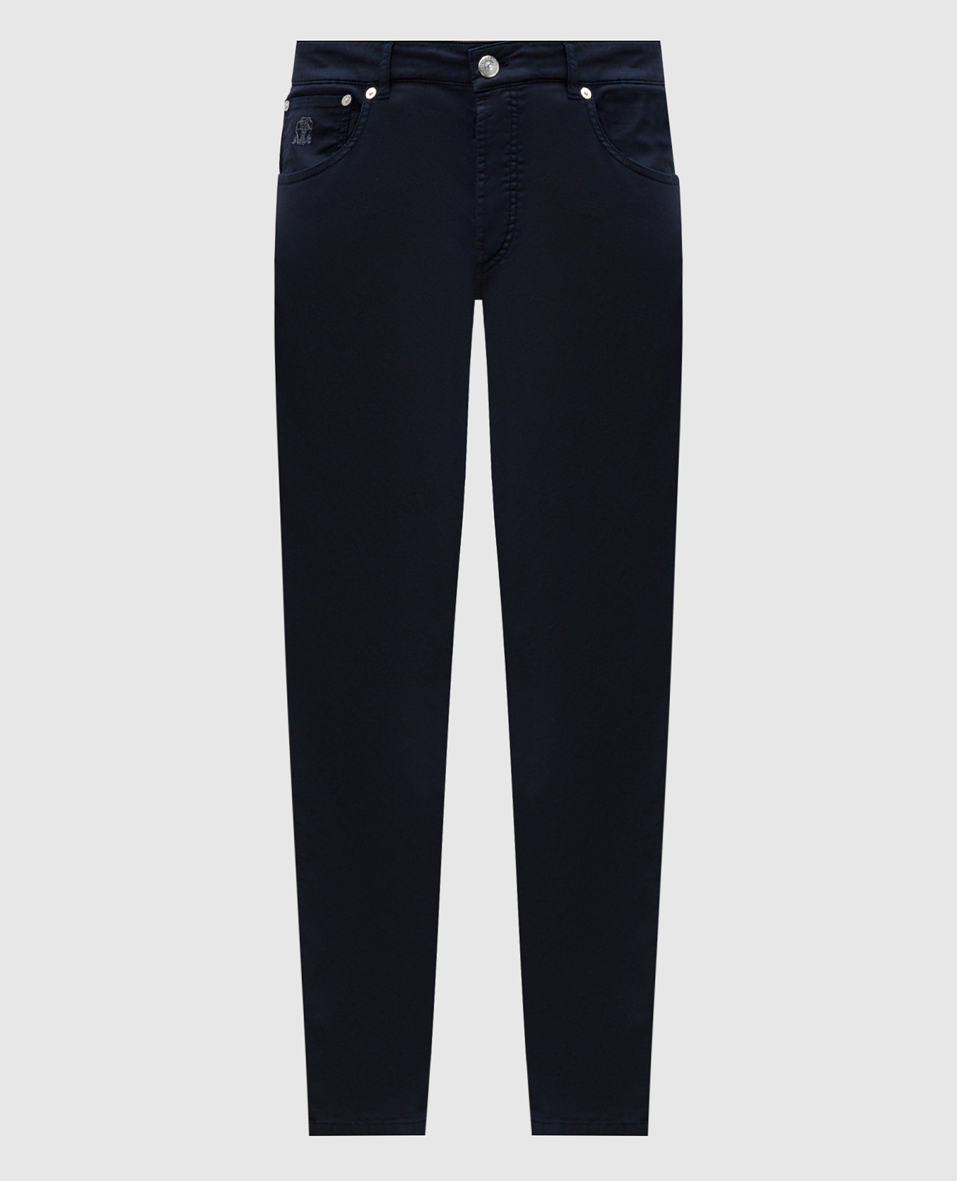 

Blue jeans with leather logo patch Brunello Cucinelli