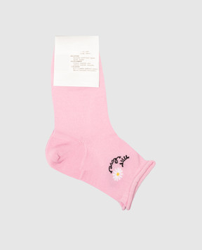 RiminiVeste Children's pink Ciocca socks with a pattern in the form of a flower 4505