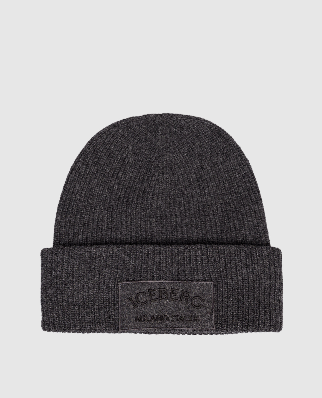 Grey wool hat with logo patch Iceberg