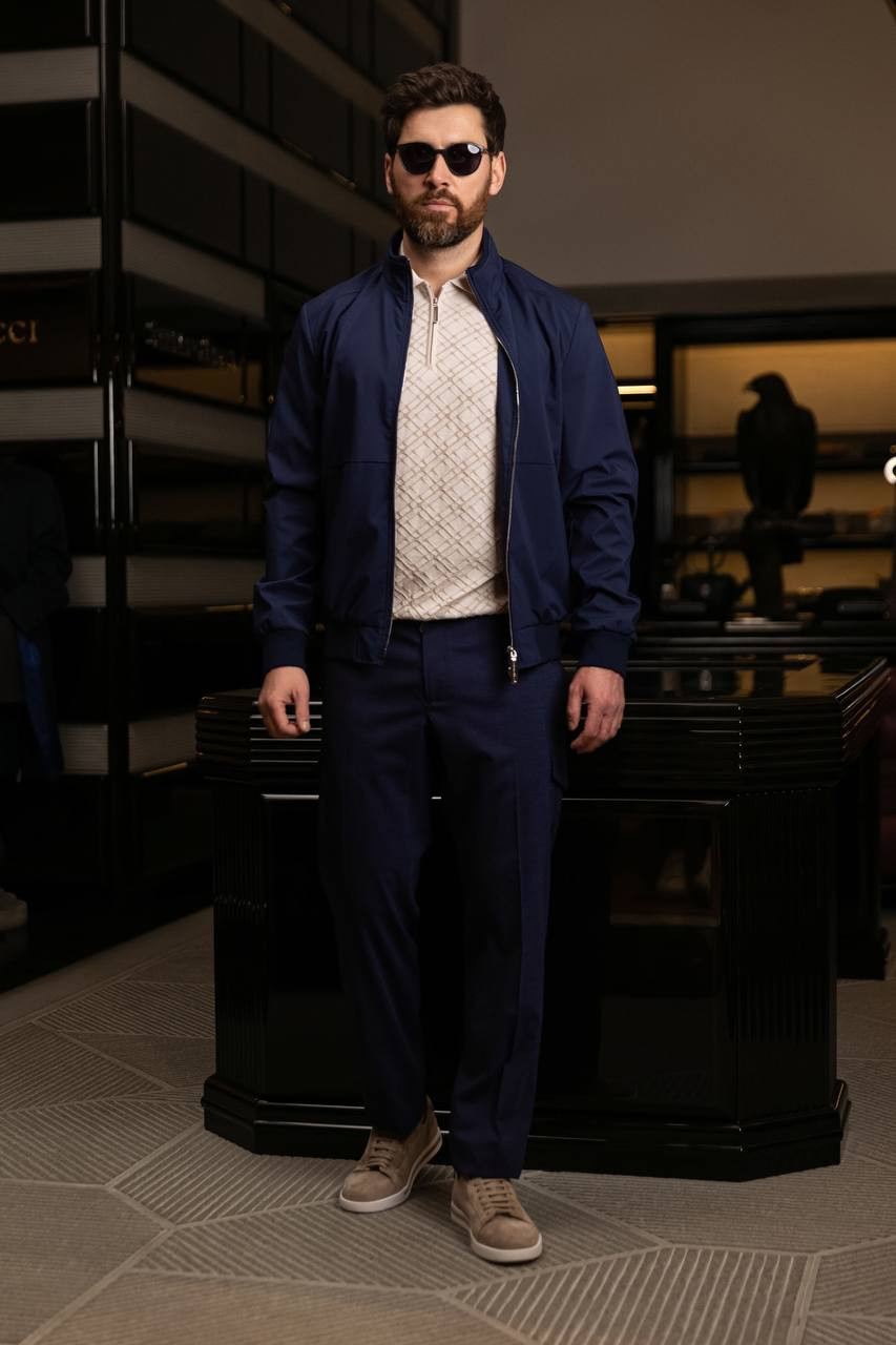 

Blue wool cargo pants with logo emblem Stefano Ricci