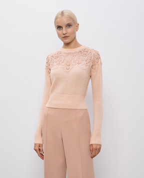 Ermanno Scervino Pink cashmere sweater with lace D475M329APKFX