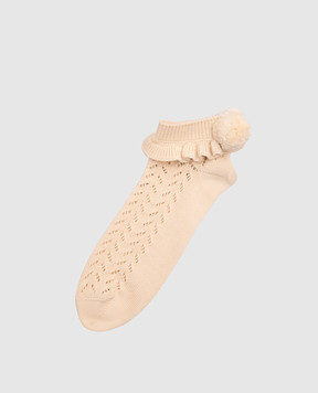 Valentino Beige socks with a pompom pattern 6B0KI03G9CB