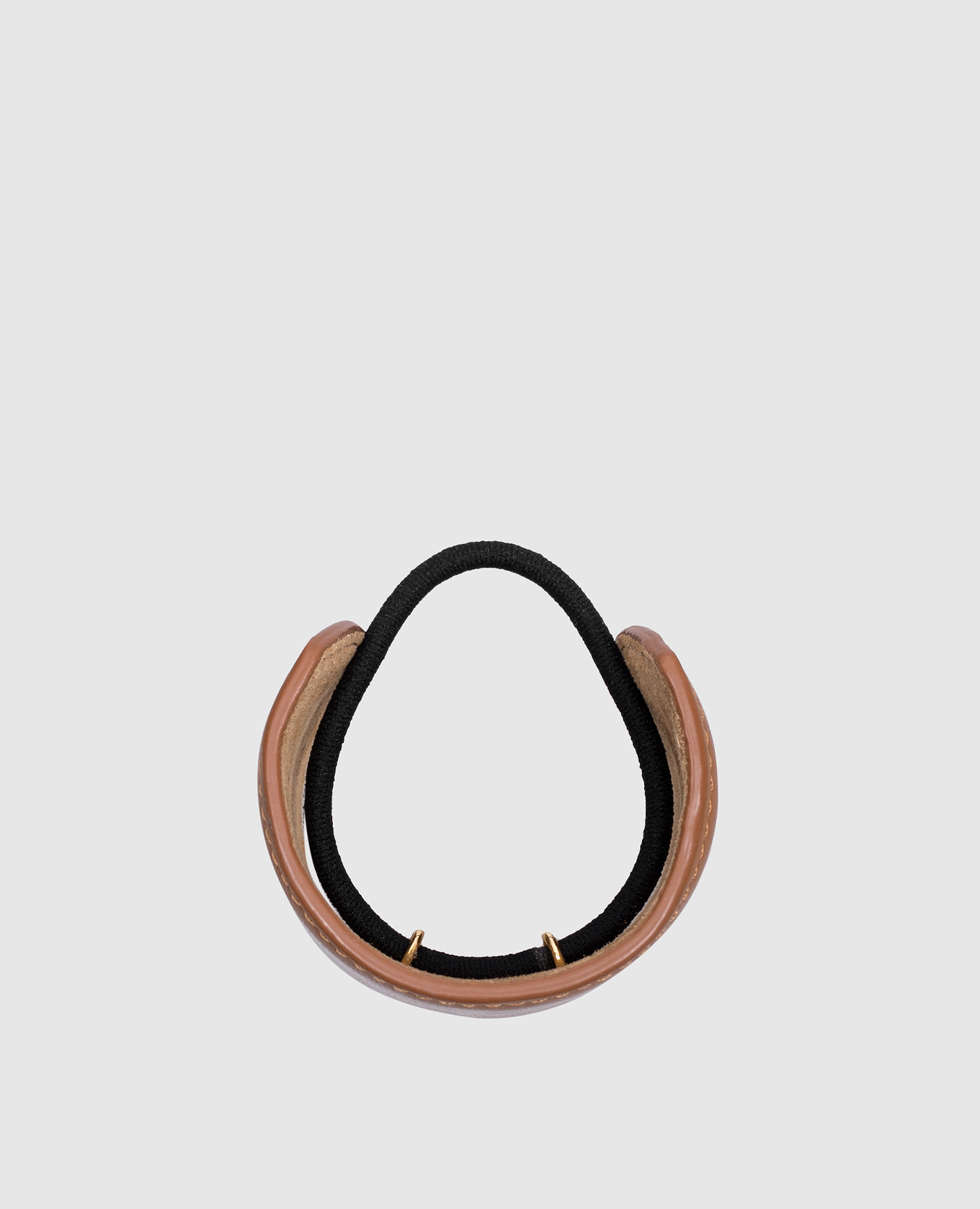 

Heidi Pony Brown Leather Hair Scrunchie with Logo Embossing LELET NY