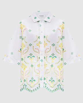 Charo Ruiz Isma white linen blouse with broderie embroidery 244200