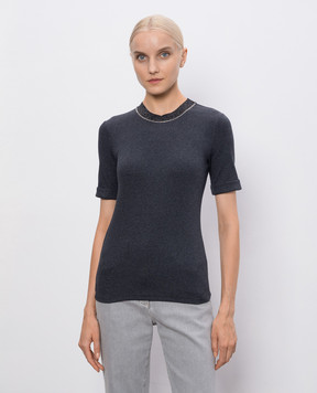 Peserico Gray T-shirt with lurex S06704J05669B