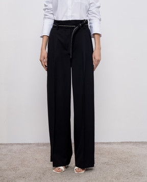 Peserico Black wool pants with belt P0470103472