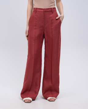 Brunello Cucinelli Pink hemp and linen pants with monil chain MH537P8724