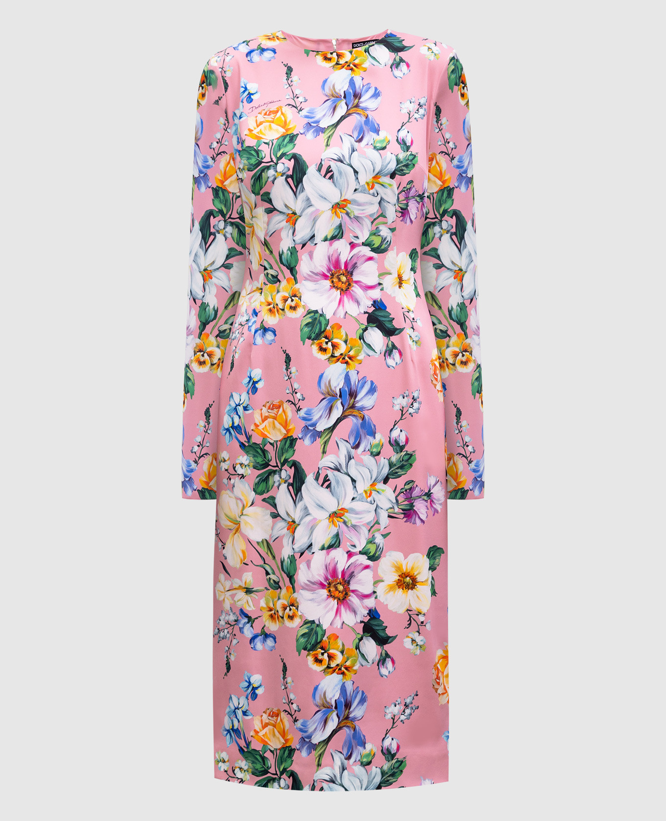 

Pink floral print silk midi dress Dolce&Gabbana