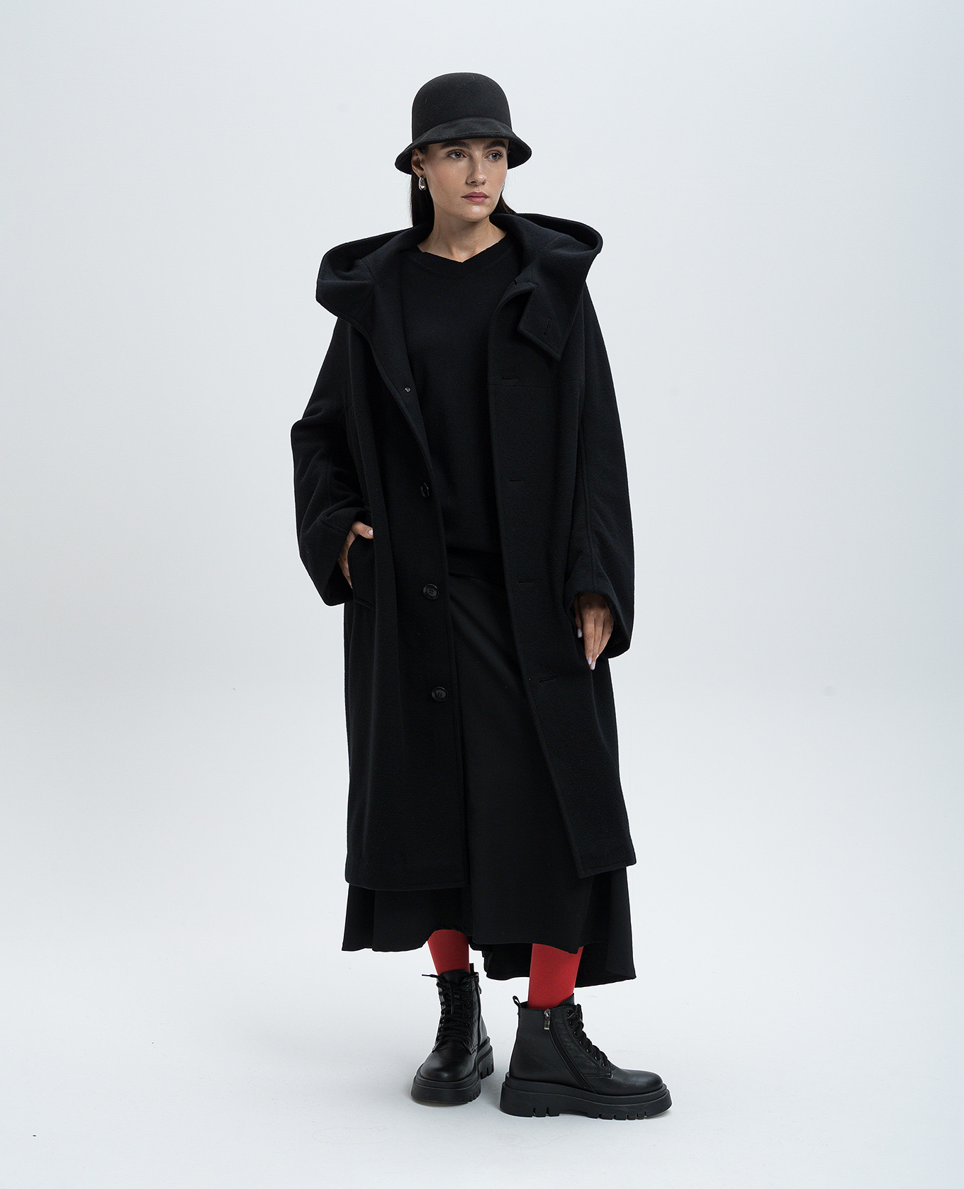 Black coat made of wool y`s yamamoto