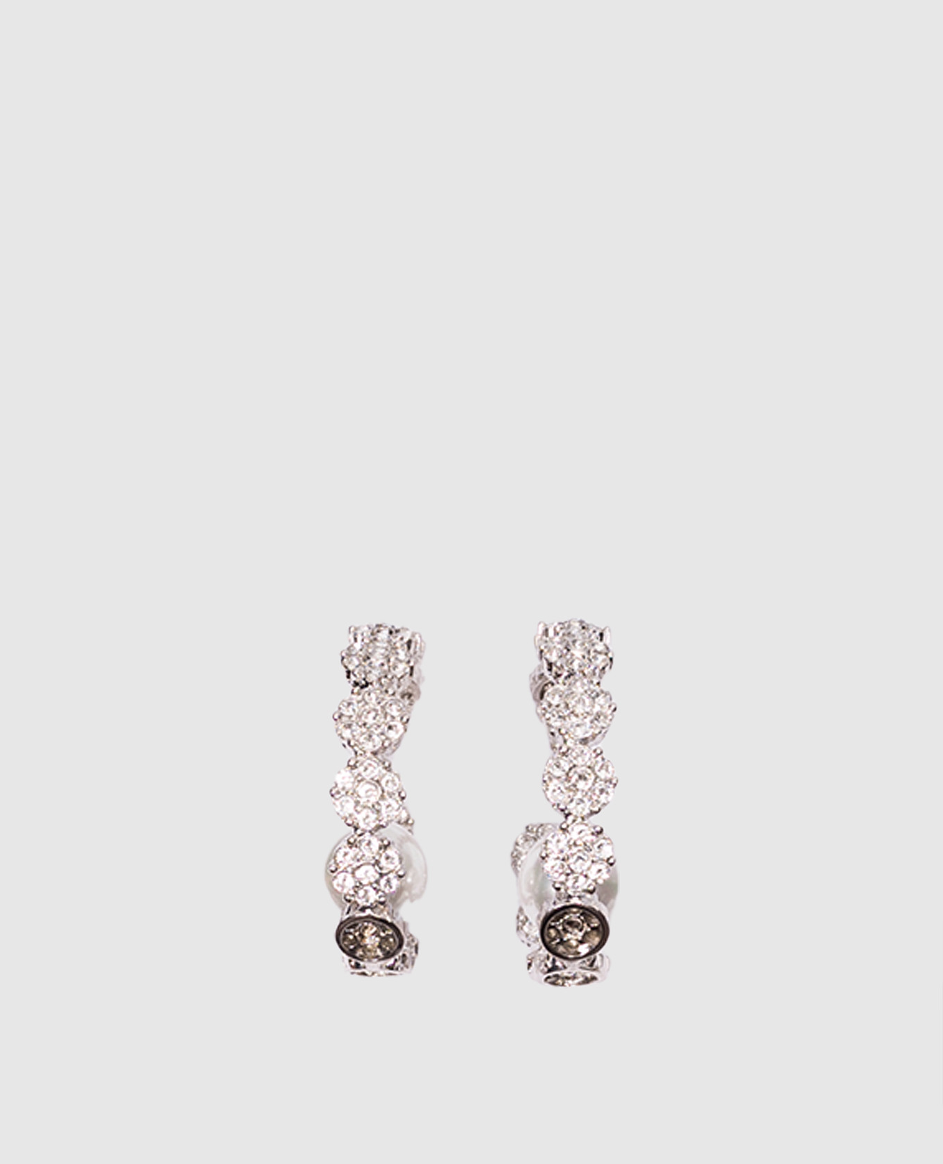 

Rhodium-plated silver congo earrings with crystals and beads Madreperla