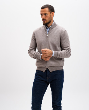 Cashmere&Whiskey Beige melange merino wool cardigan 97396