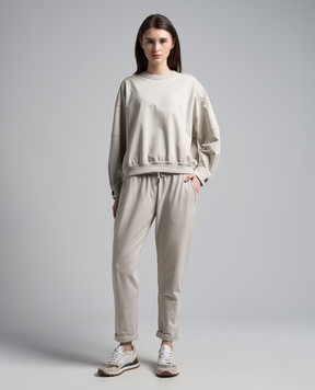Brunello Cucinelli Beige sweatshirt with monil chain MH827EP300
