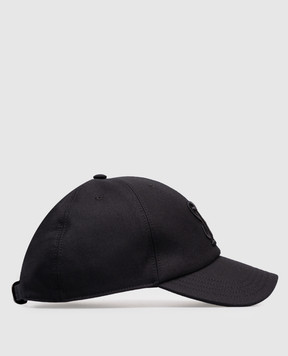 Stefano Ricci Black wool cap with embroidered monogram logo MCV530006FW610