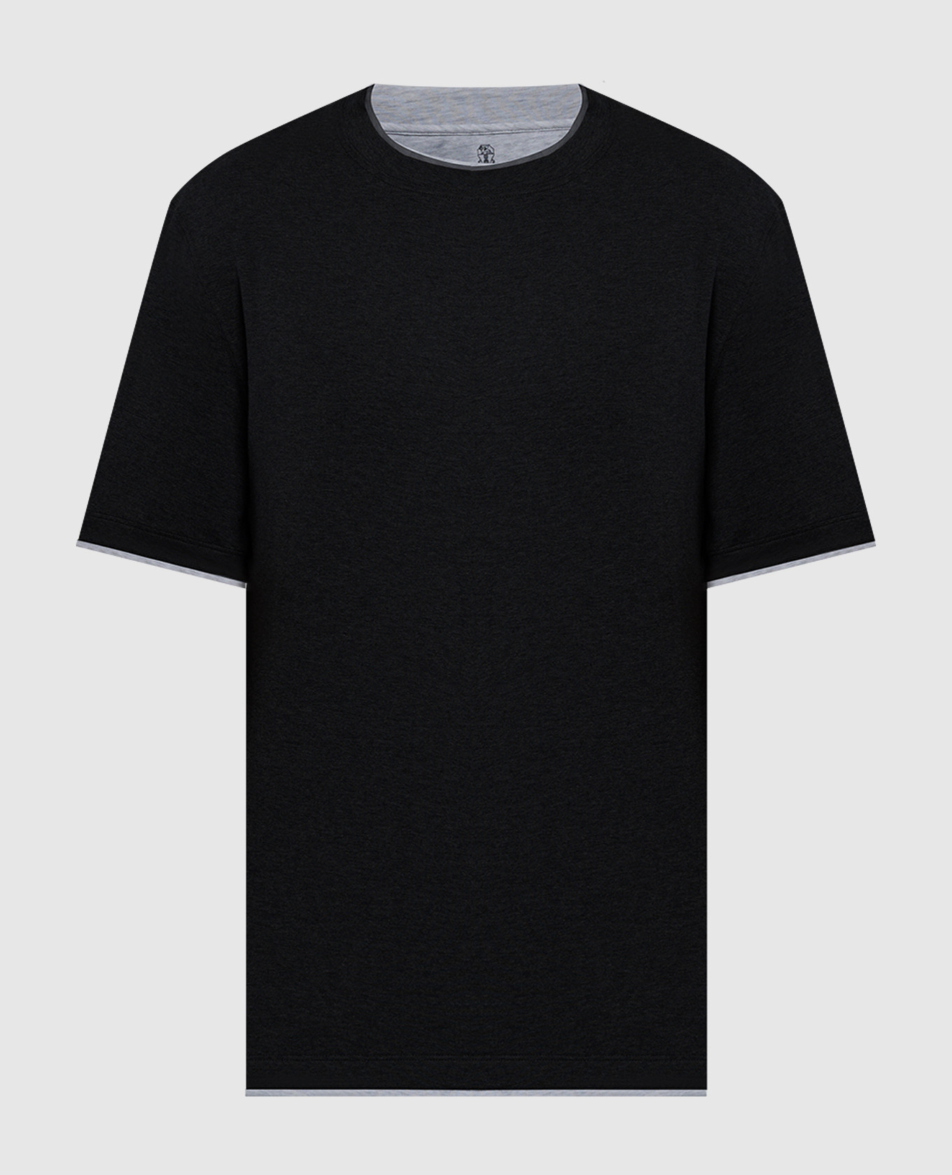 Black t-shirt with layering effect brunello cucinelli