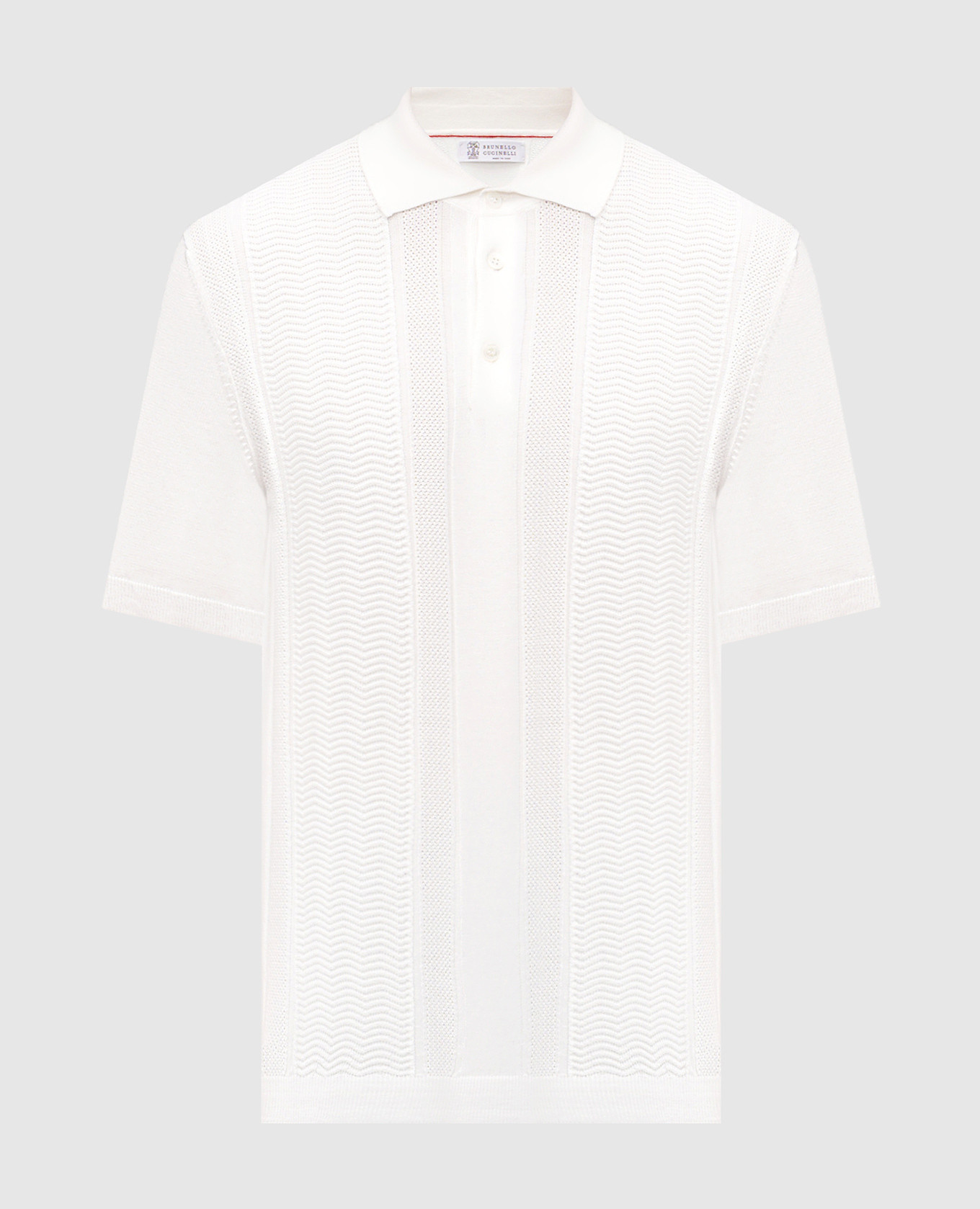 

White polo shirt with a pattern Brunello Cucinelli