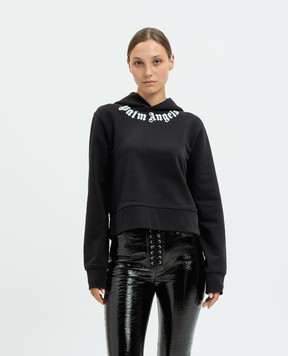 Palm Angels Black hoodie with logo print PWBB069F24FLE002