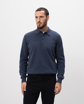 Cashmere&Whiskey Blue cashmere polo shirt MU7811312341R