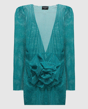 Santa Brands Blue crystal mini dress with flower appliqué MINIDRESSWITHFLOWER