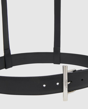Alexander McQueen Black leather T-Bar belt 8384341HBEE