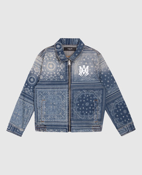 AMIRI Children's blue denim jacket with Bandana pattern AKDNBN1001