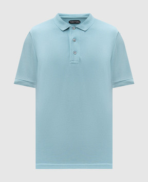 Tom Ford Blue polo with embroidered monogram logo JPS011JMT009S25